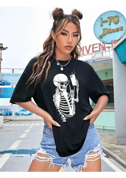 Baskılı T-Shirt - Siyah