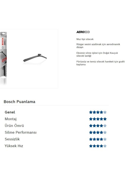 Bosch Aeroeco Muz Silecek Takımı Toyota Rav4 2000-2005 ile Uyumlu fırsatları