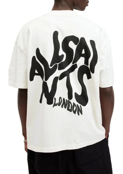 Erkek Baskılı Oversize T-Shirt - Beyaz fırsatları