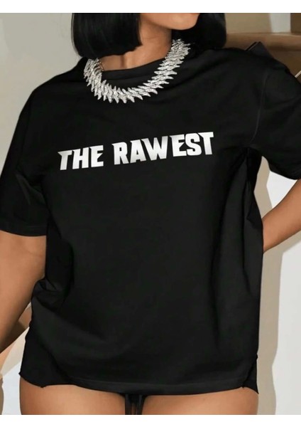 Baskılı Oversize T-Shirt - Siyah