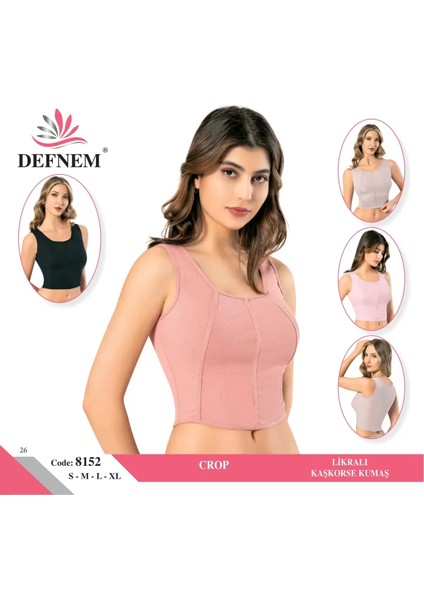 Defnem Su Yeşili Fitilli Likralı Kaşkorse Crop