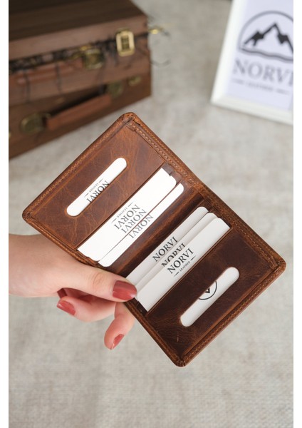 Ince Hakiki Deri Cüzdan Kartlık
