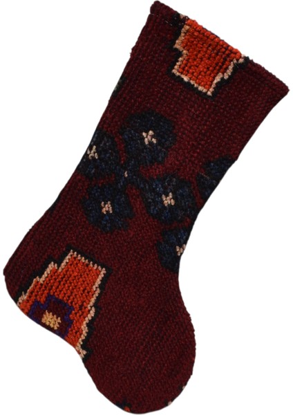 Vintage El Dokuma Dekoratif Yeni Yıl Çorabı Halı 6203