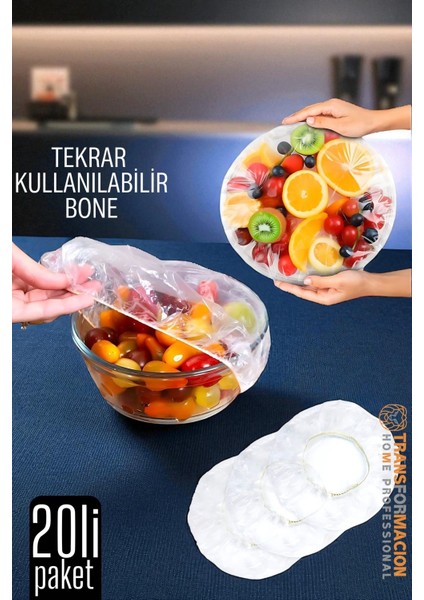 Esnek Kase Bonesi – 20 Adet, 25 Cm’e Kadar Uyumlu, Tekrar Kullanılabilir Tabak Bone 722079