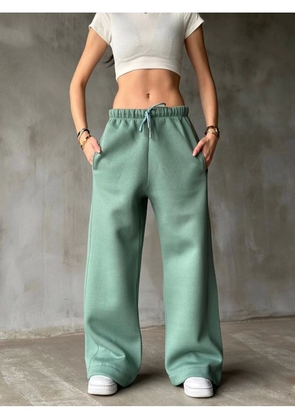 Palazzo Bol Paça Eşofman Pantolon - Yeşil fırsatları