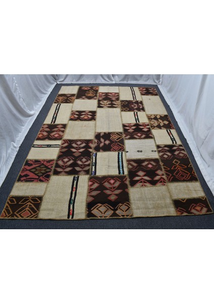 Yeni El Dokuma 7.5m2 Kırkyama Patchwork Kendirli Yün Kilim 6333 modelleri
