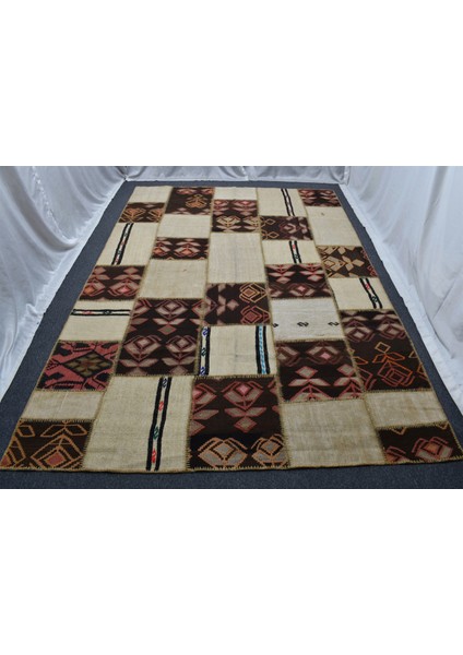 Yeni El Dokuma 7.5m2 Kırkyama Patchwork Kendirli Yün Kilim 6333 fırsatları