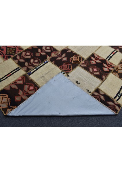 Yeni El Dokuma 7.5m2 Kırkyama Patchwork Kendirli Yün Kilim 6333 indirimleri