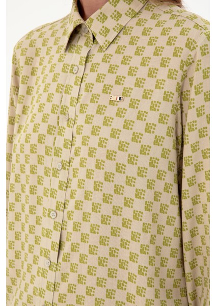 Kadın Açık Haki Gömlek Desenli 50297105-VR183