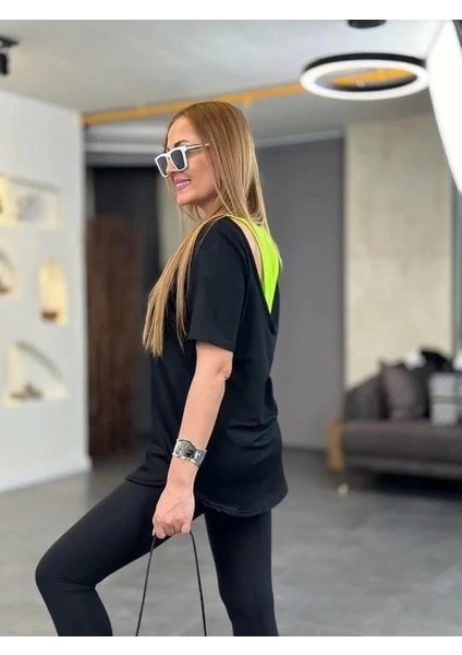 Kadın Iki Iplik Kumaş Sırt Neon Detay Bluz modelleri