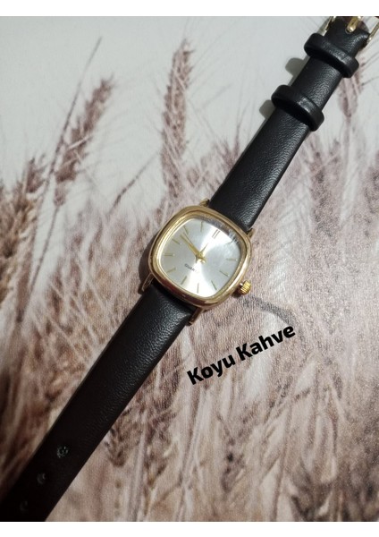 Vintage Retro Still Marka Model Oval Gold Kasa - Koyu Kahve Kordon Kadın Kol Saati 0021