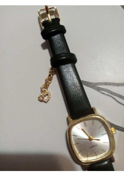 Gold Kasa Retro Still Marka Model Vintage Oval - Charmlı- Siyah Kordon Kadın Kol Saati 0021