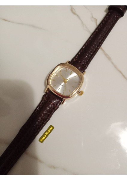 Koyu Kahve Kordon Retro Still Marka Model Vintage Oval Gold Kasa Kadın Kol Saati 0021