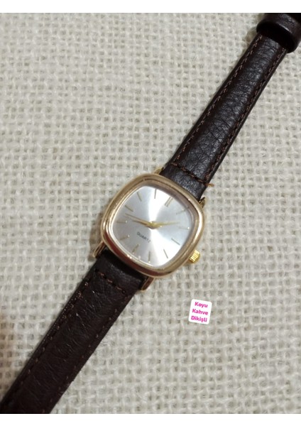 Koyu Kahve Kordon Retro Still Marka Model Vintage Oval Gold Kasa Kadın Kol Saati 0021