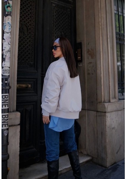 Cepli Bomber Ceket Mont - Beyaz modelleri