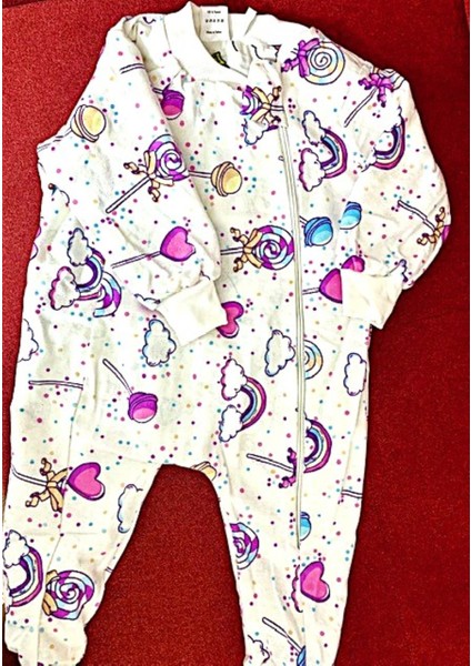 Kışlık Uzun Kollu Çift Kat Organik Pazen %100 Pamuk Lolipop Çocuk Bebek Uyku Tulumu