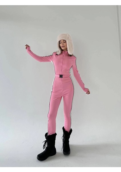 Kemer Detaylı Fermuarlı Tulum - Pembe fiyatları