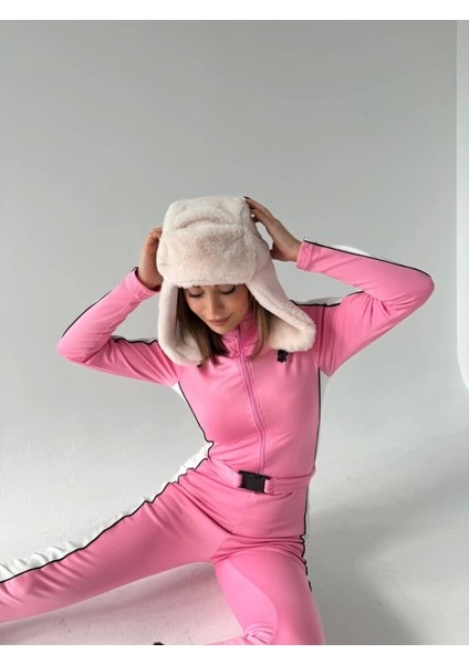 Kemer Detaylı Fermuarlı Tulum - Pembe modelleri