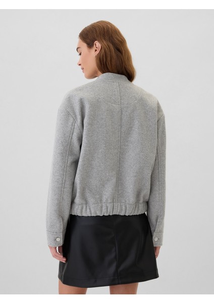 Kadın Gri Yün Bomber Ceket indirimleri