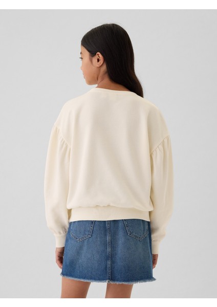 Kız Çocuk Kırık Beyaz Relaxed Flippy-Sequin Grafikli Fransız Havlu Kumaş Sweatshirt indirimleri