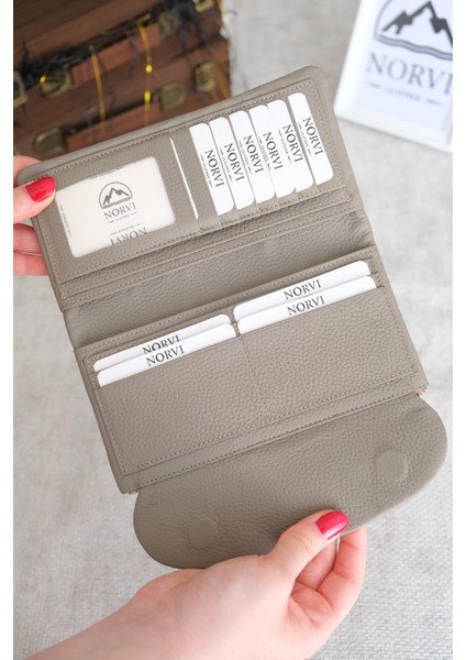 Telefon Bölmeli Hakiki Deri Kadın Cüzdan