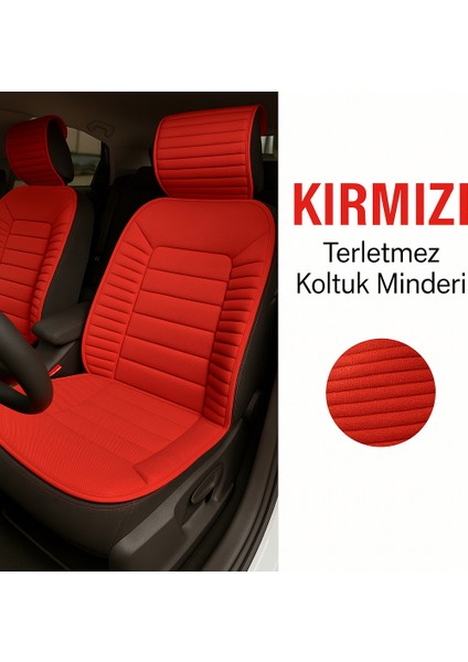 Volvo S60 2001-2010 Uyumlu Oto Koltuk Minderi Ergonomik Bumerang 2'li Lüks Set Kırmızı