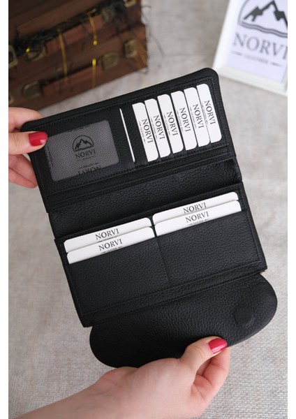 Telefon Bölmeli Hakiki Deri Kadın Cüzdan