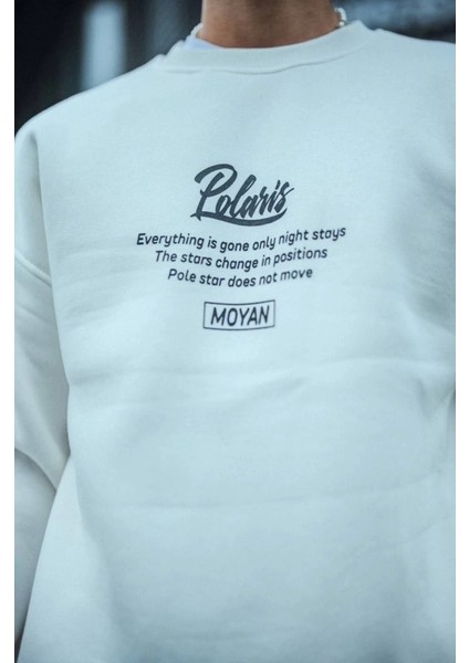 Kışlık Bisiklet Yaka Ön ve Arka Baskılı Sweatshirt - Beyaz fiyatları