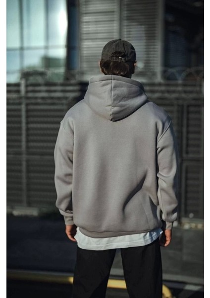 Üç Iplik Penye Kapşonlu Basic Sweatshirt - Boyalı Gri fiyatları