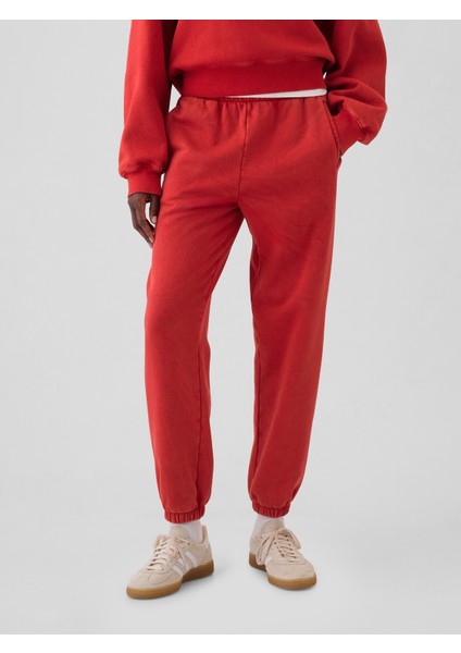 Kadın Kırmızı High Rise Boyfriend Jogger Eşofman Altı
