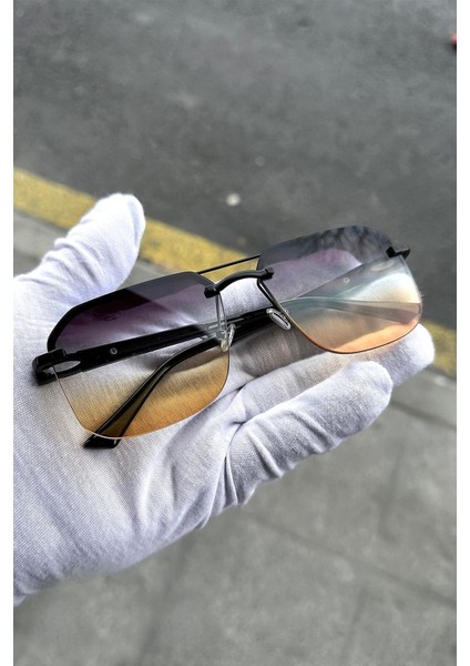 Erkek Güneş Gözlüğü Degrade Cam Çerçevesiz fırsatları