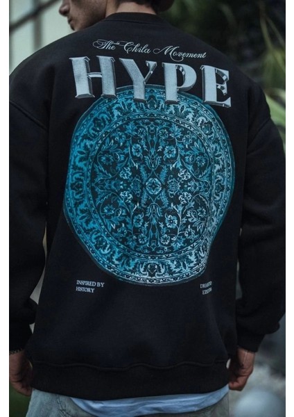 Üç Iplik Bisiklet Yaka Baskılı Sweatshirt - Siyah modelleri