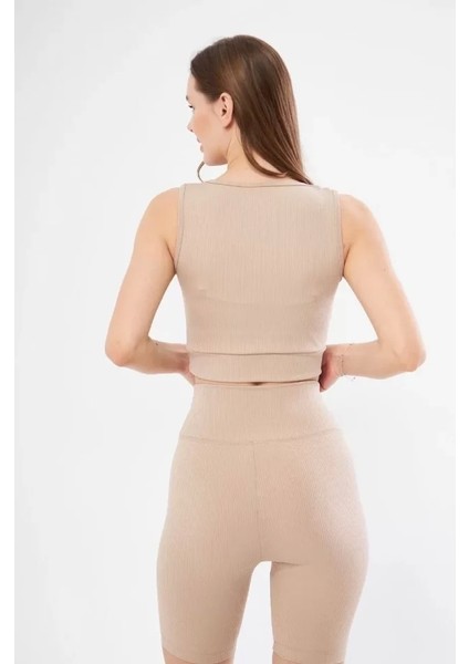 Fitilli Baskılı Crop - Bej fiyatları