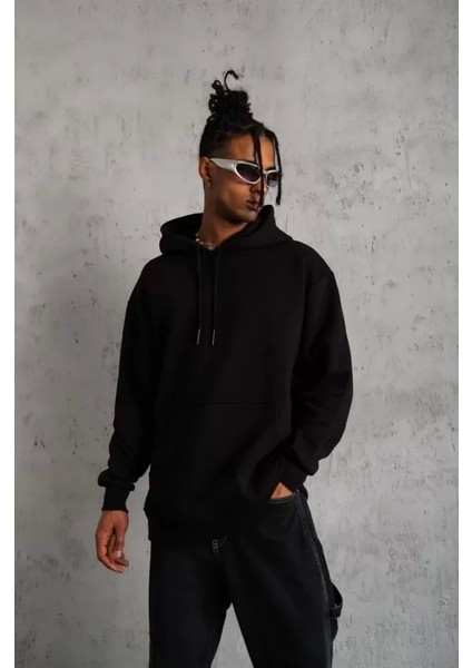 3 Iplik Kapşonlu Sweatshirt Hoodie - Siyah fiyatları