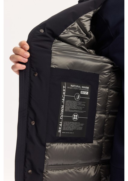 Erkek Lacivert Kapüşonlu Su İtici Rüzgar Geçirme -7 Dereceye Dayanıklı Regular Fit Mont A52Y6126 indirimleri