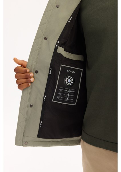 Erkek Nil Yeşili Kapüşonlu %100 Kaz Tüyü Su İtici Rüzgar Geçirmez -10°CDayanıklı Mont A52Y6166 indirimleri