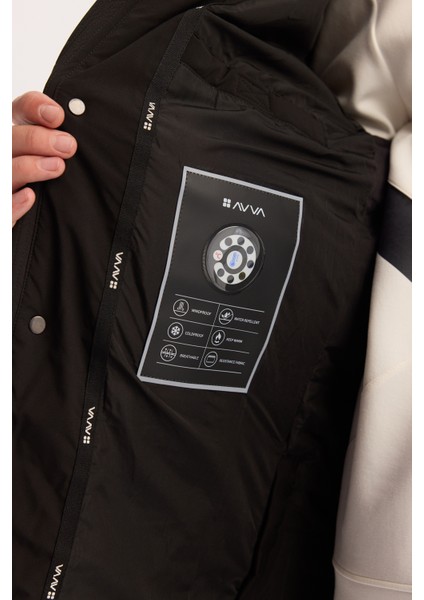 Erkek Siyah Kapüşonlu Su İtici Rüzgar Geçirmez -10°C Dayanıklı Uzun Şişme Mont A52Y6125 modelleri