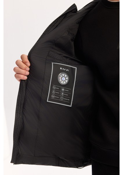 Erkek Siyah Kapüşonlu Su İtici Rüzgar Geçirmez -10°C Dayanıklı Şişme Comfort Fit Mont A52Y6155 indirimleri