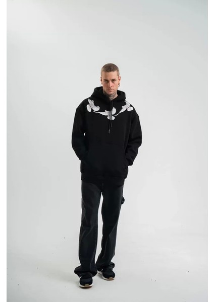 Unisex Uzun Kol Bisiklet Yaka Yıkamalı Sweatshirt - Siyah fiyatları