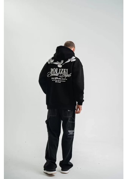 Unisex Uzun Kol Bisiklet Yaka Yıkamalı Sweatshirt - Siyah fırsatları