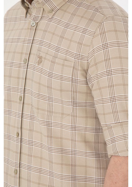 Erkek Açık Haki Gömlek Desenli 50296624-VR183