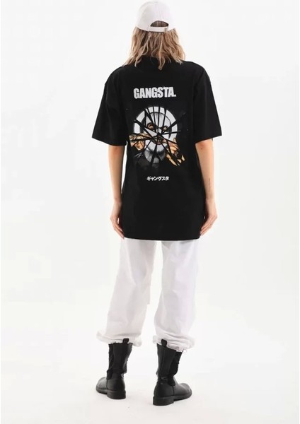 Unisex Baskılı Oversize T-Shirt - Siyah fiyatları