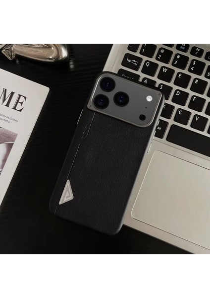Apple iPhone 17 Pro Max Uyumlu Kılıf Zebana Arvento Elite Deri Kılıf (Kablosuz Şarj) Siyah