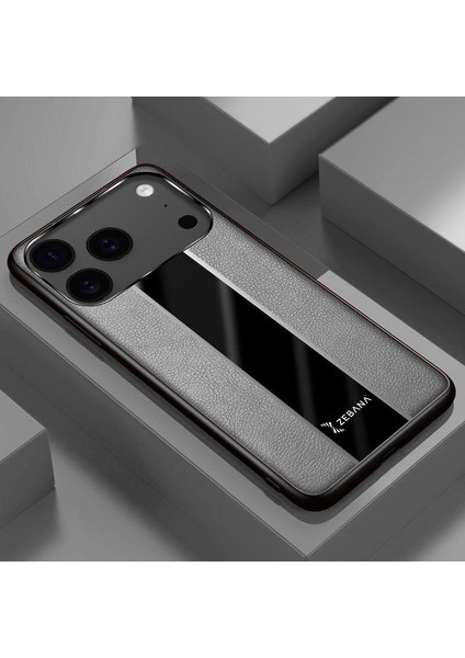 Apple iPhone 17 Pro Max Uyumlu Kılıf Zebana Premium Deri Kılıf Gri