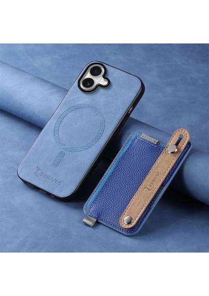 Apple iPhone 17 Uyumlu Kılıf Zebana 2in1 Kartlıklı Best Deri Kılıf Mavi