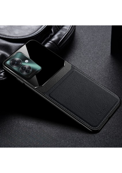 Oppo RENO11 F 5g Uyumlu Kılıf Zebana Lens Deri Kılıf Siyah