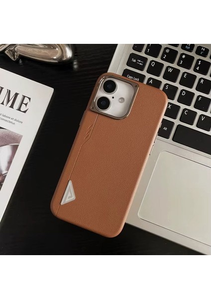 Apple iPhone 17 Uyumlu Kılıf Zebana Arvento Elite Deri Kılıf (Kablosuz Şarj) Kahverengi