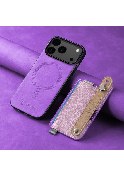 Apple iPhone 17 Pro Max Uyumlu Kılıf Zebana 2in1 Kartlıklı Best Deri Kılıf Mor