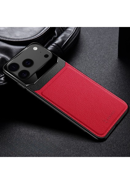 Apple iPhone 17 Pro Max Uyumlu Kılıf Zebana Lens Deri Kılıf Kırmızı