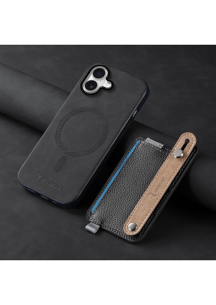 Apple iPhone 17 Uyumlu Kılıf Zebana 2in1 Kartlıklı Best Deri Kılıf Siyah